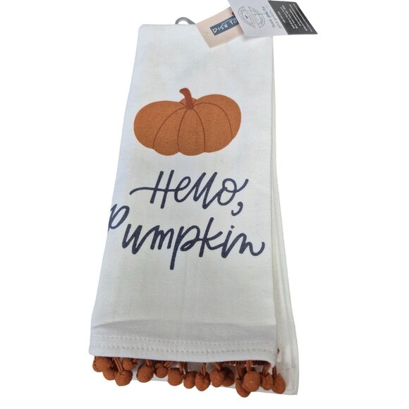 Hello Pumpkin Dish Towels Set Of 2 Cotton Fall Themed Kitchen Décor - Picture 5 of 6